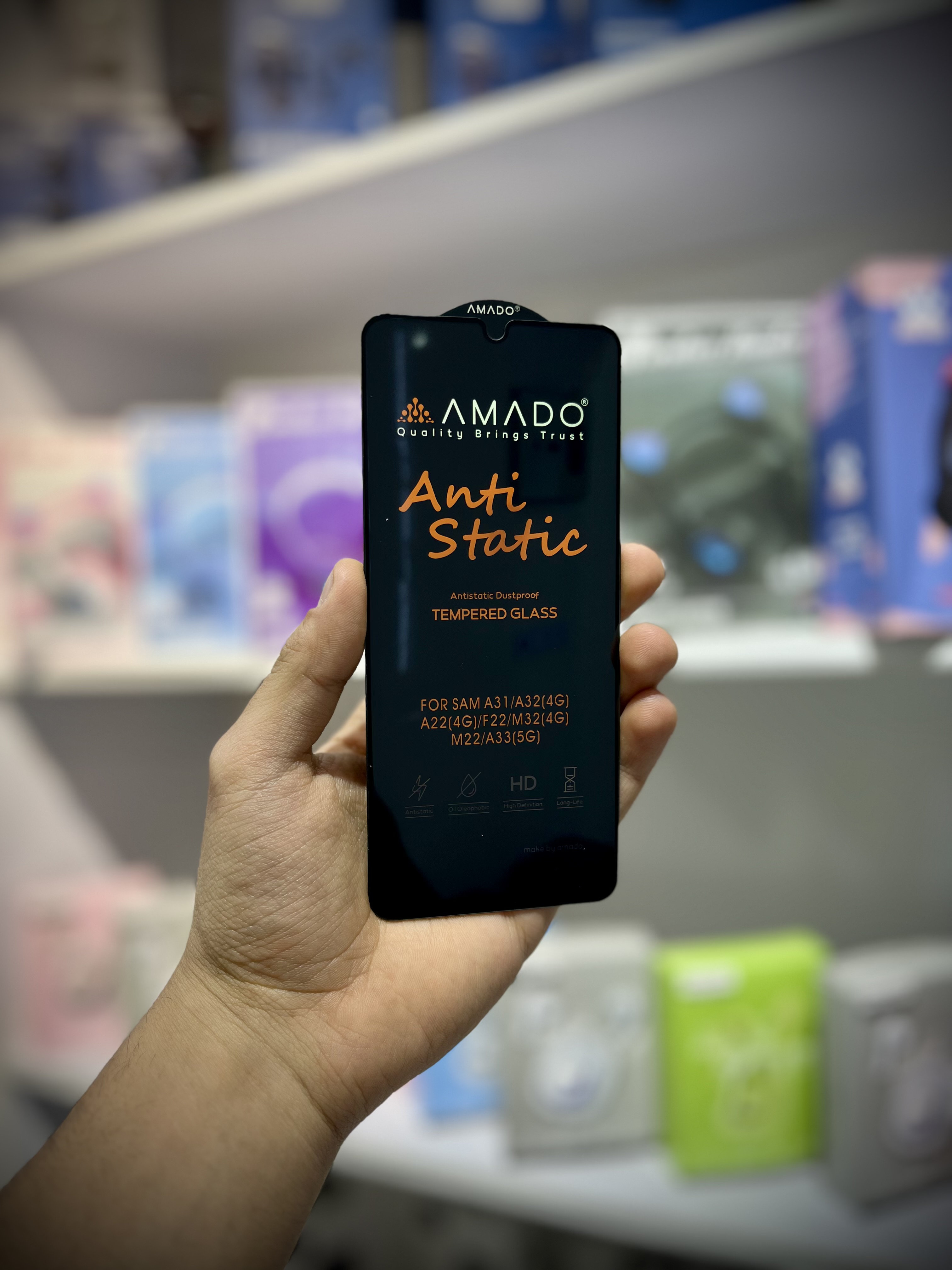 گلس گوشی سامسونگ شیشه ای AMADO آنتی استاتیک برای Galaxy A31 / A32 4G / A33 5G / M22 / M32 4G / F22 / A22 4G