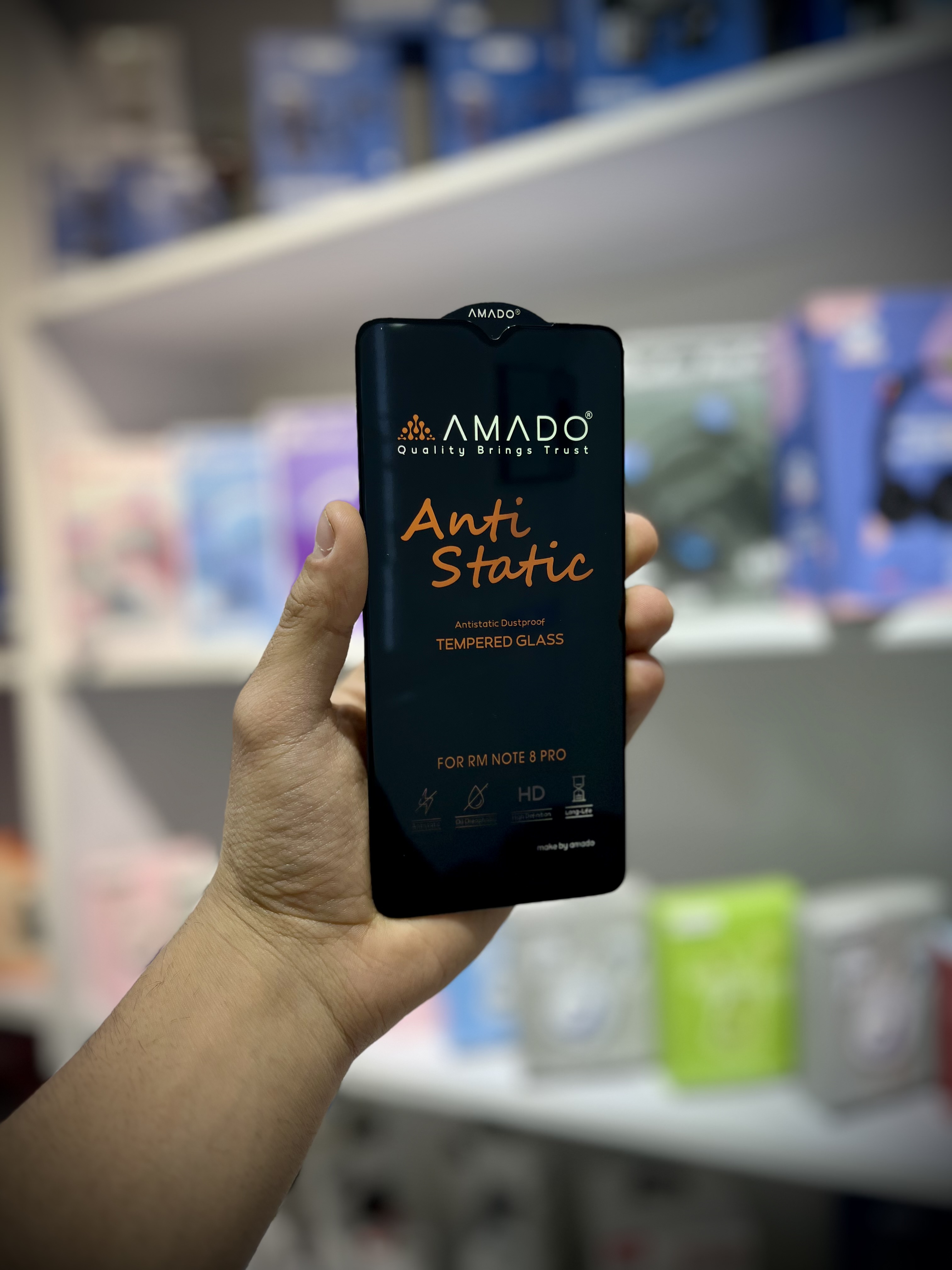 گلس گوشی شیائومی AMADO آنتی استاتیک برای Redmi Note 8 Pro / Redmi 9T / Poco M3